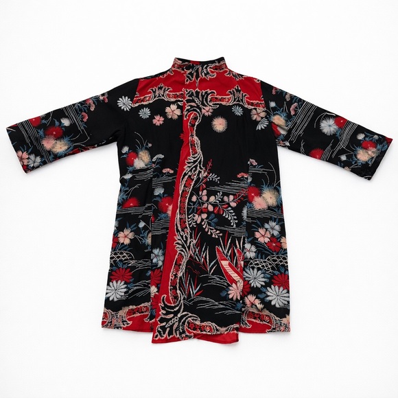 Citron Santa Monica Jackets & Blazers - Citron Santa Monica Black Floral Silk Kimono Jacket – EUC – L/XL – MSRP $289